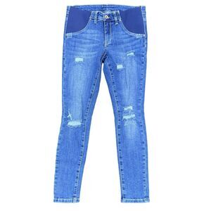 Pinkblush Women's Maternity Side Stretch Distressed Denim Blue Jeans Size 26